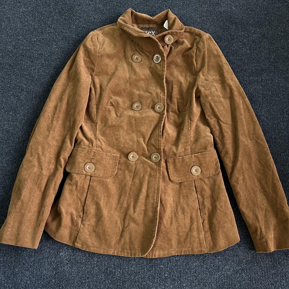 TeX By Max Azria Jacket Womens Small Brown Corduroy Button Front Short Casual